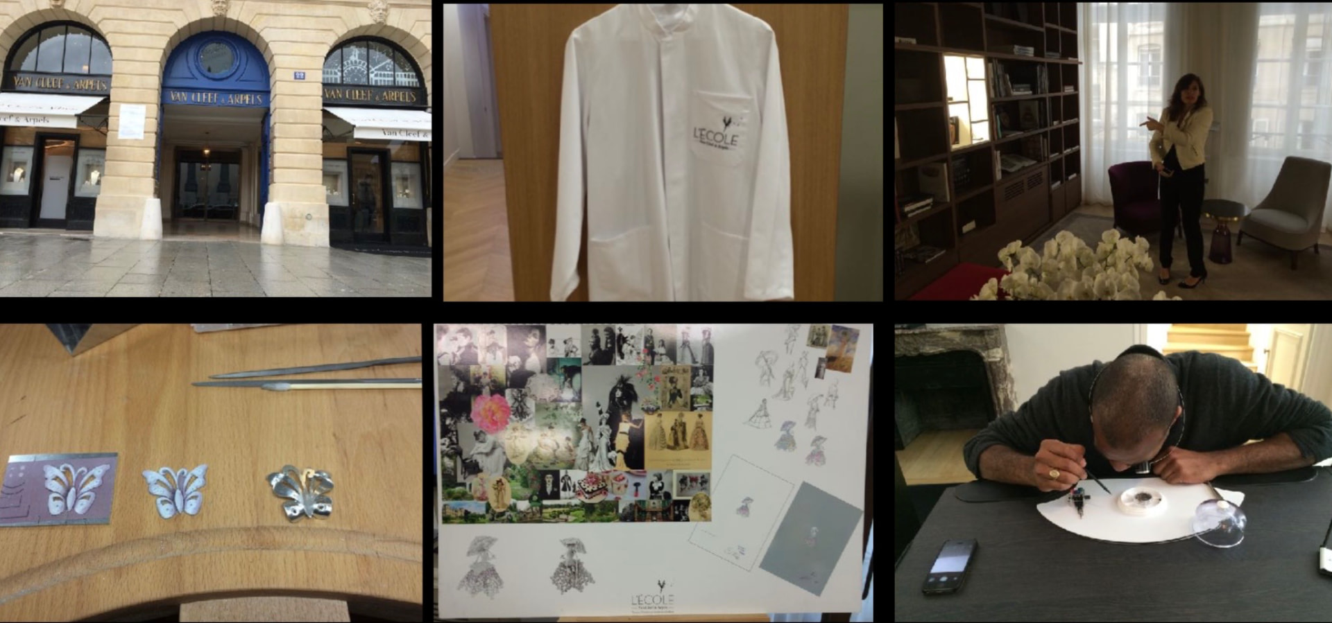 L'ÉCOLE Van Cleef & Arpels, Place Vendôme, from the blue door to the gouaché bench