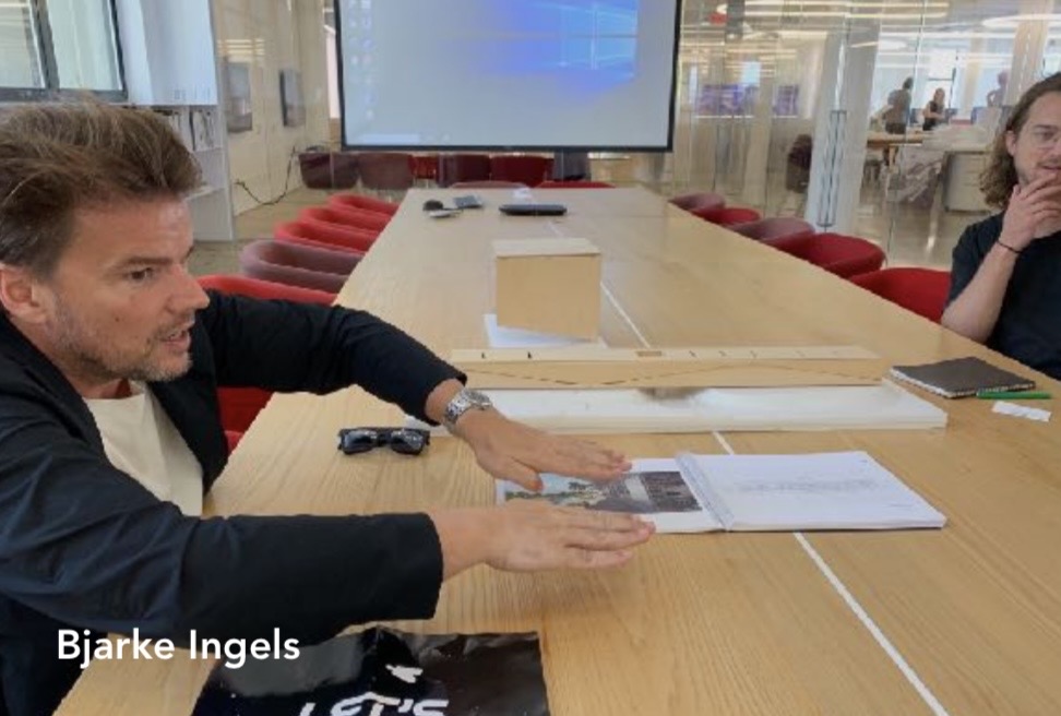 Bjarke Ingels presenting a kinetic architecture model in his studio