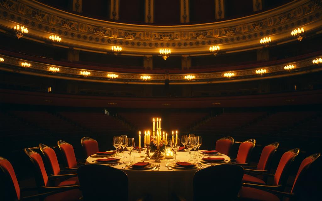 Dinner staged on an opera house stage