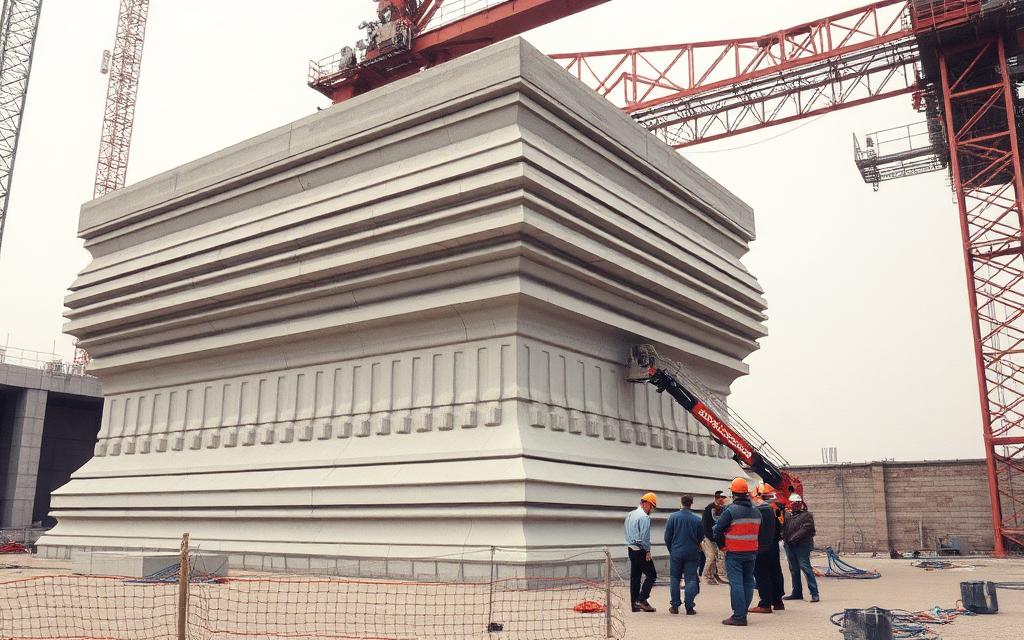 3D-printed building shell on site